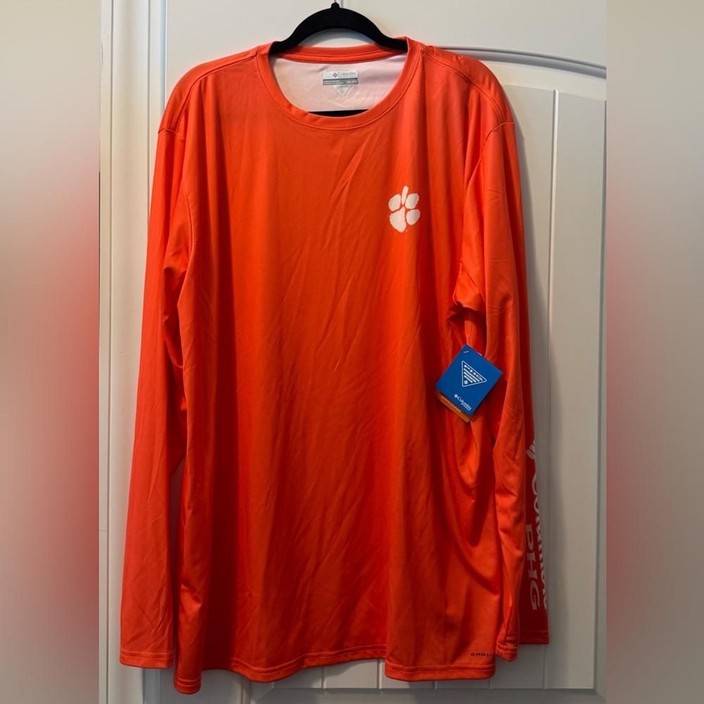 Columbia Men’s Long-Sleeve Performance Shirt - Bright Orange with White Logo
